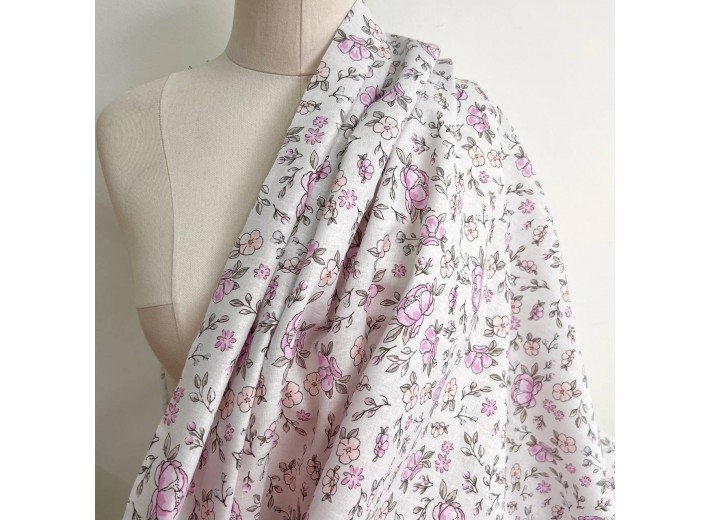 Бязь набивная Розочки на молочном 142 г/м2