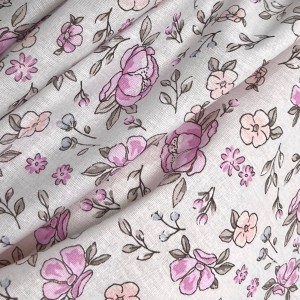 Бязь набивная Розочки на молочном 142 г/м2