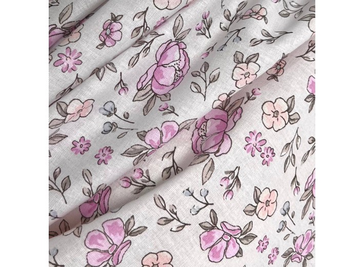 Бязь набивная Розочки на молочном 142 г/м2