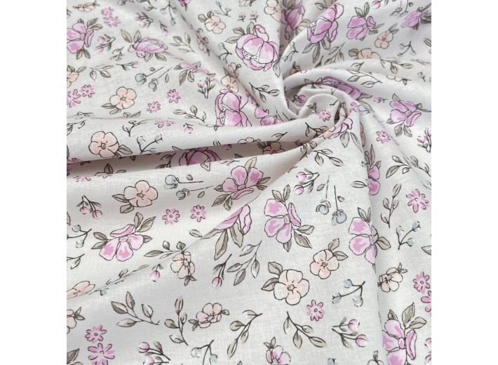 Бязь набивная Розочки на молочном 142 г/м2