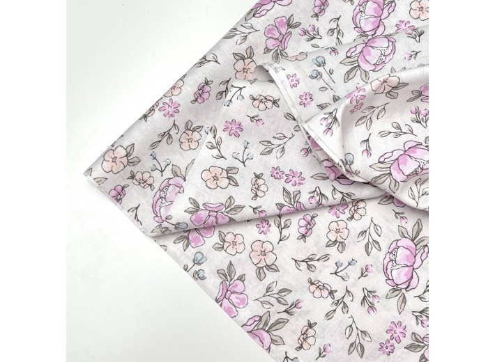 Бязь набивная Розочки на молочном 142 г/м2