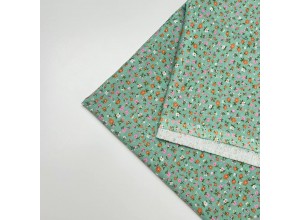 Ситец набивной Цветочки на зеленом