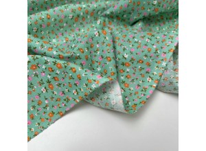 Ситец набивной Цветочки на зеленом