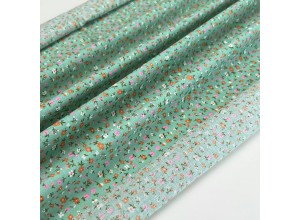 Ситец набивной Цветочки на зеленом