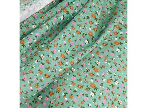 Ситец набивной Цветочки на зеленом