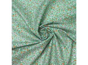 Ситец набивной Цветочки на зеленом