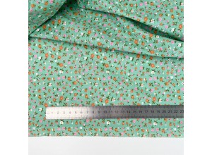 Ситец набивной Цветочки на зеленом