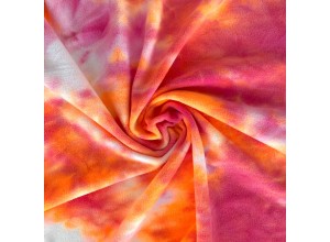 Флис антипиллинг Тай-дай Розовый-апельсин (190 г/м2)