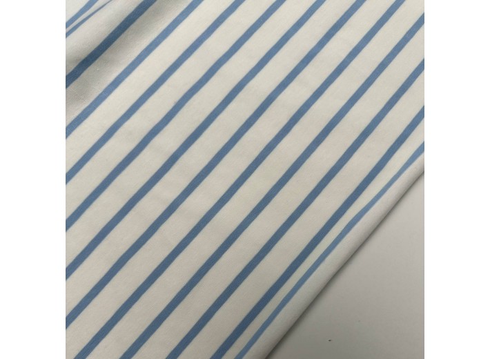 Кулирная гладь в полоску Голубая на молочном (200г/м2)