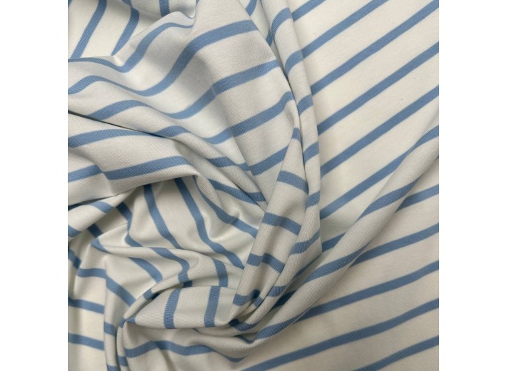 Кулирная гладь в полоску Голубая на молочном (200г/м2)