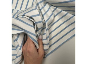 Кулирная гладь в полоску Голубая на молочном (200г/м2)