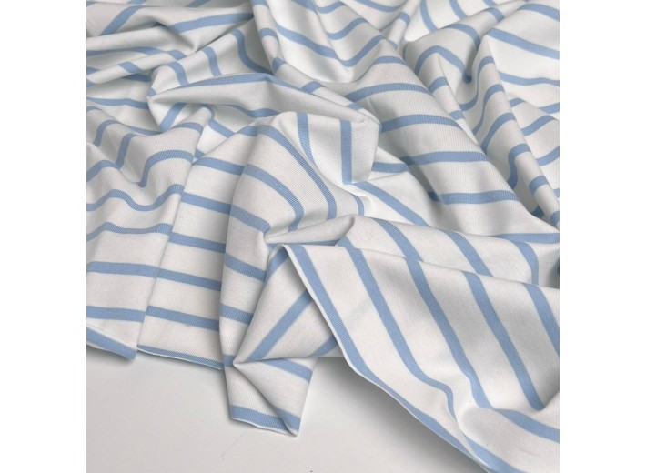 Кулирная гладь в полоску Голубая на молочном (200г/м2)