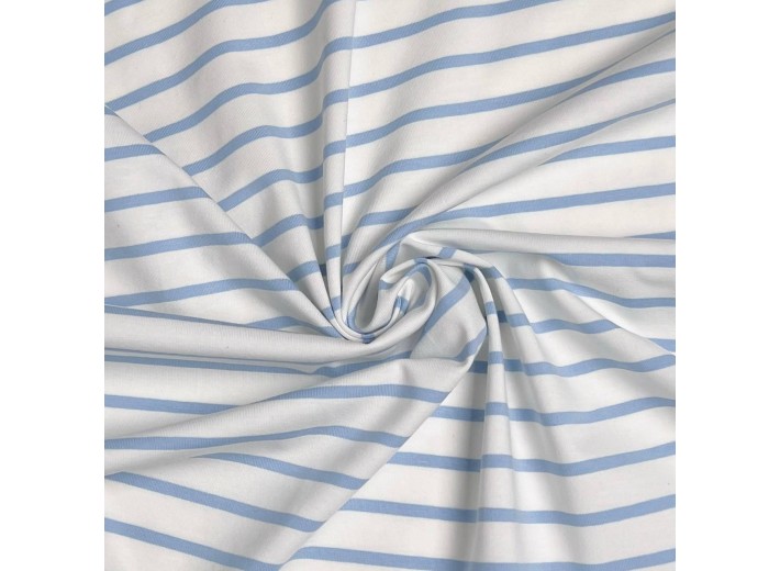 Кулирная гладь в полоску Голубая на молочном (200г/м2)