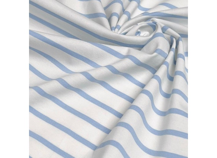 Кулирная гладь в полоску Голубая на молочном (200г/м2)