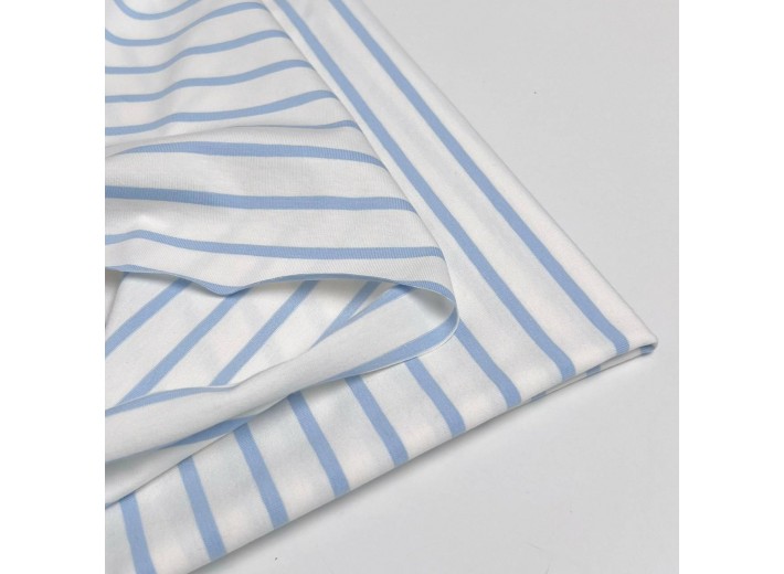 Кулирная гладь в полоску Голубая на молочном (200г/м2)