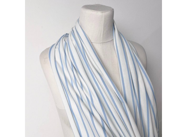 Кулирная гладь в полоску Голубая на молочном (200г/м2)