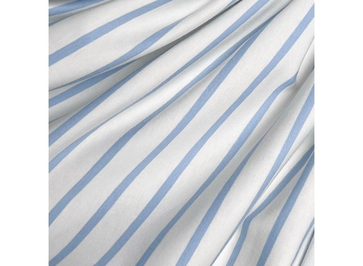 Кулирная гладь в полоску Голубая на молочном (200г/м2)