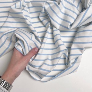 Кулирная гладь в полоску Голубая на молочном (200г/м2)