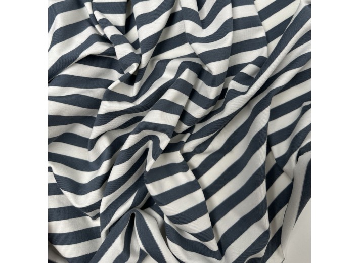 Кулирная гладь в полоску Темно-серый/Молочный (200г/м2)