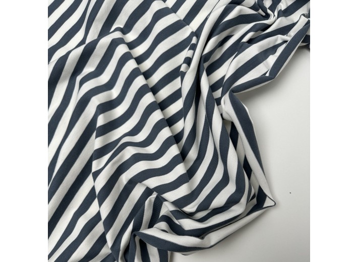 Кулирная гладь в полоску Темно-серый/Молочный (200г/м2)