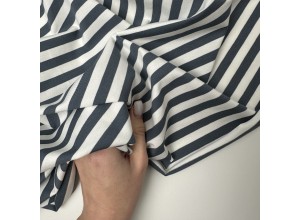 Кулирная гладь в полоску Темно-серый/Молочный (200г/м2)