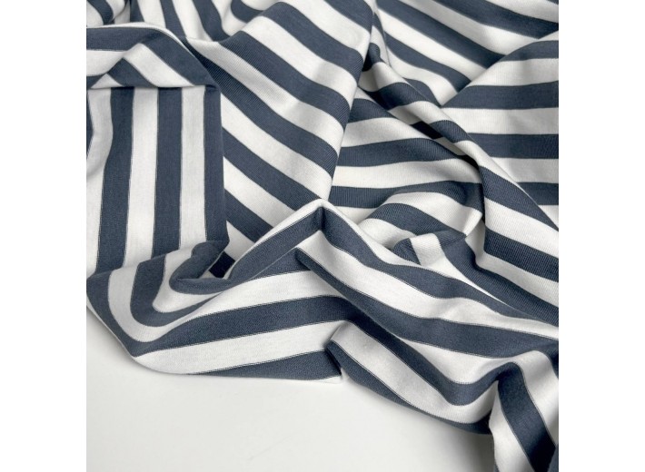 Кулирная гладь в полоску Темно-серый/Молочный (200г/м2)