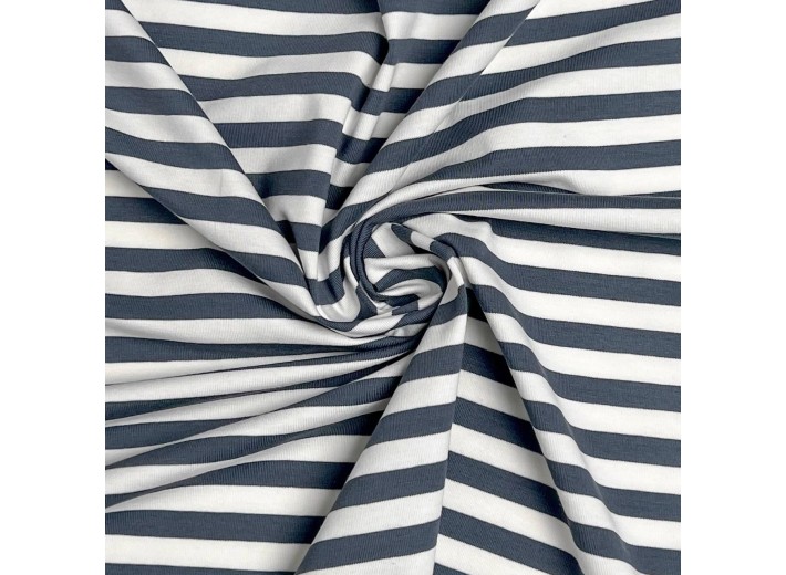 Кулирная гладь в полоску Темно-серый/Молочный (200г/м2)