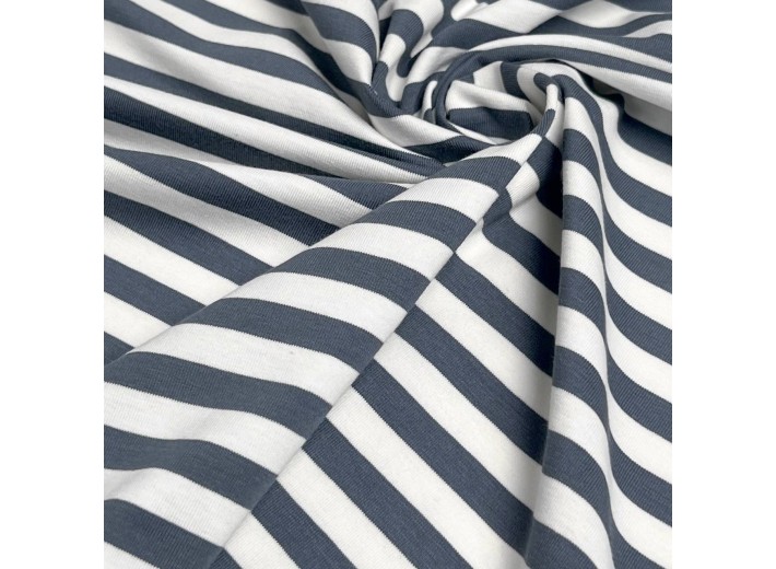 Кулирная гладь в полоску Темно-серый/Молочный (200г/м2)