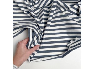 Кулирная гладь в полоску Темно-серый/Молочный (200г/м2)