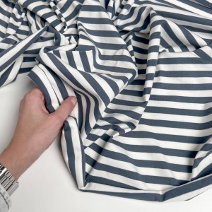 Кулирная гладь в полоску Темно-серый/Молочный (200г/м2)