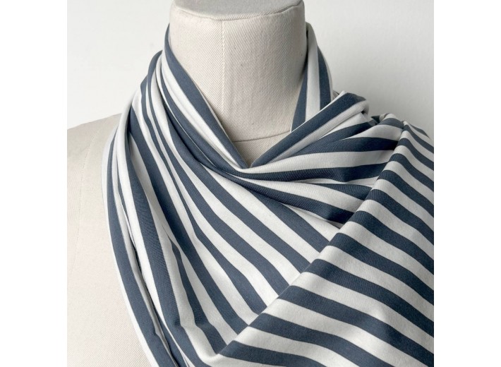 Кулирная гладь в полоску Темно-серый/Молочный (200г/м2)