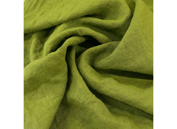 Ткань Лен крэш Сочная зелень (180 г/м2)