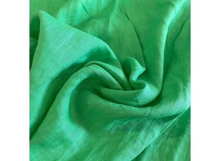 Ткань Лен крэш Зеленое яблоко (130 г/м2)