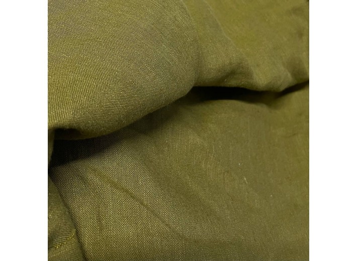Ткань Лен крэш Горчично-оливковый (195 г/м2)