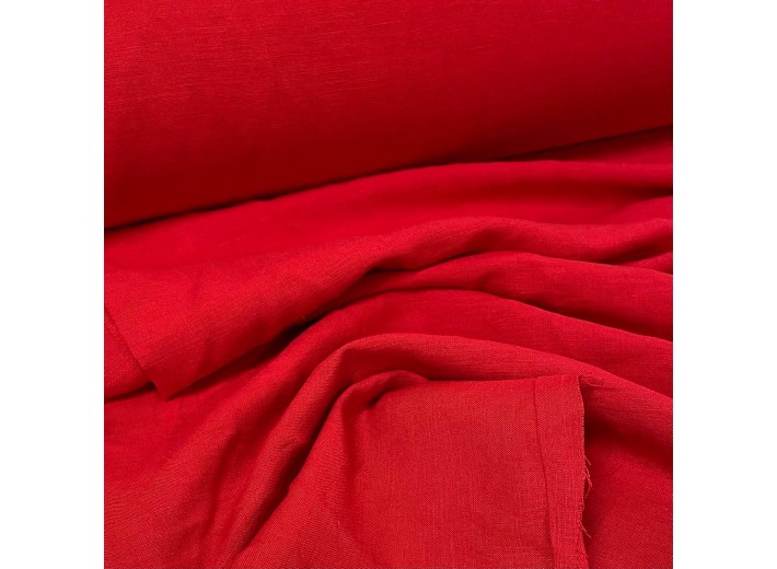Ткань Лен крэш Красный (185 г/м2)