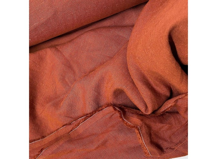 Ткань Лен крэш Медно-коричневый (195 г/м2)