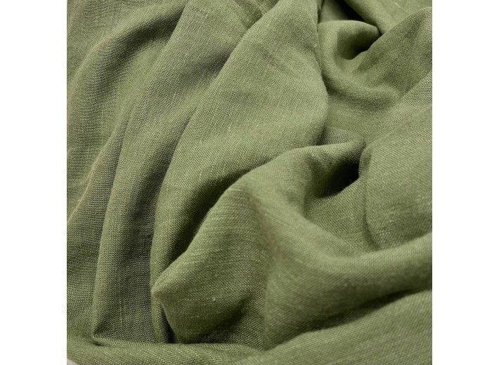 Ткань Лен крэш Пыльно-оливковый (195 г/м2)
