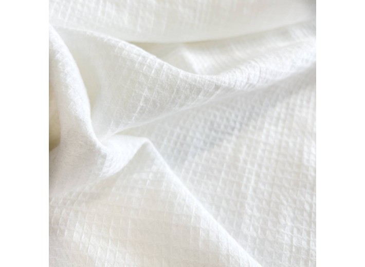 Ткань Лен крэш Вафельный Белый (205 г/м2)