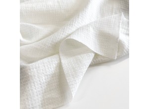 Ткань Лен крэш Вафельный Белый (205 г/м2)