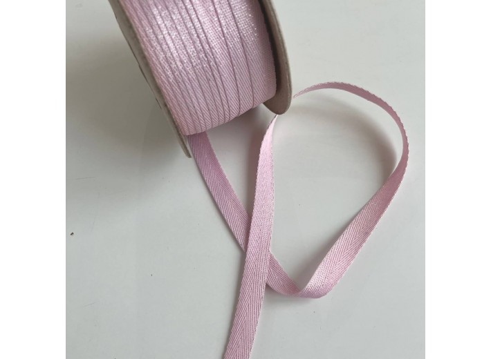 Киперная лента металлизированная Нежно-розовый/серебро 13 мм