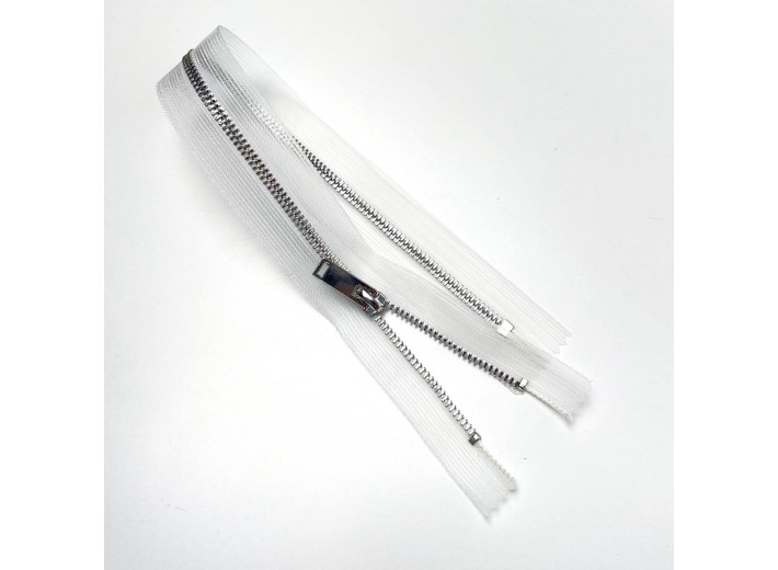 Молния металл ZM06, тип 3 неразъемная,  прозрачный/никель 35см