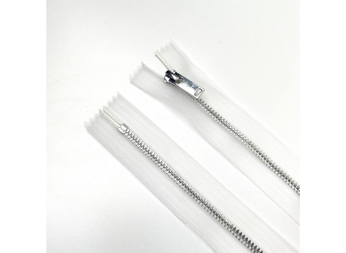 Молния металл ZM06, тип 3 неразъемная,  прозрачный/никель 35см