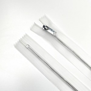 Молния металл ZM06, тип 3 неразъемная,  прозрачный/никель 55см