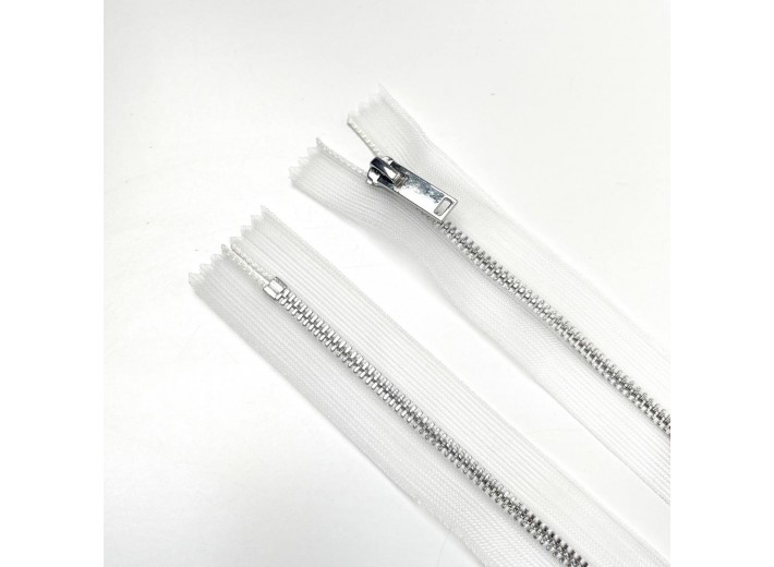 Молния металл ZM06, тип 3 неразъемная,  прозрачный/никель 55см