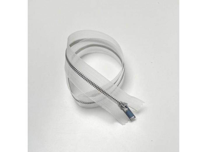 Молния металл ZM06, тип 3 неразъемная,  прозрачный/никель 55см