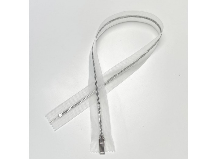 Молния металл ZM06, тип 3 неразъемная,  прозрачный/никель 55см