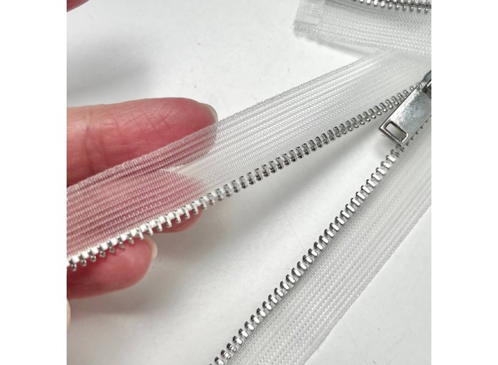 Молния металл ZM06, тип 3 неразъемная,  прозрачный/никель 55см