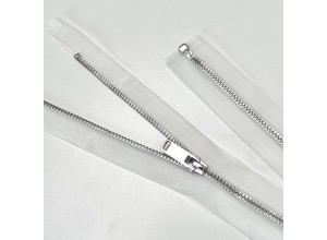 Молния металл ZM06, тип 3, 1 замок,  Прозрачный/никель 70 см
