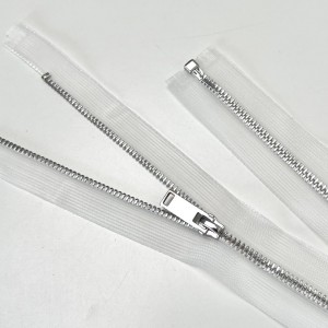 Молния металл ZM06, тип 3, 1 замок,  Прозрачный/никель 70 см