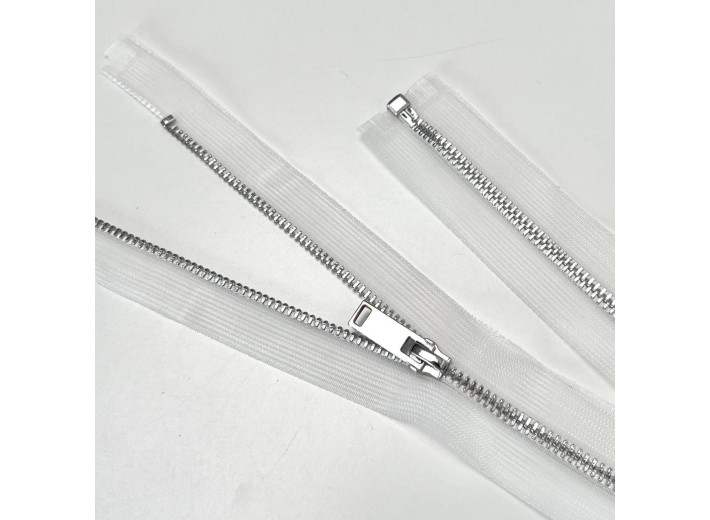 Молния металл ZM06, тип 3, 1 замок,  Прозрачный/никель 70 см